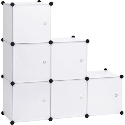 Woltu Armoire Plastique, Penderie Pour Le Stockage De Vêtements/accessoires/livres, Étagère De Rangement Diy, 6 Cubes, Blanc Woltu Armoire Plastique, Penderie Pour Le Stockage De Vêtements/accessoires/livres, Étagère De Rangement Diy, 6 Cubes, Blanc