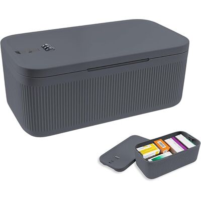 OEM Caja Con Cerradura De Combinación. Caja Pequeña Y Segura Para Guardar Medicamentos, Teléfono Móvil Y Aperitivos. Caja De Almacenamiento Para La Oficina O Viajes (gris Azulado). OEM Caja Con Cerradura De Combinación. Caja Pequeña Y Segura Para Guardar Medicamentos, Teléfono Móvil Y Aperitivos. Caja De Almacenamiento Para La Oficina O Viajes (gris Azulado).