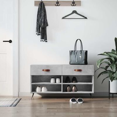 vidaXL Banco zapatero gris hormigón 102x35x55 cm - Armario zapatero vidaXL Banco zapatero gris hormigón 102x35x55 cm - Armario zapatero