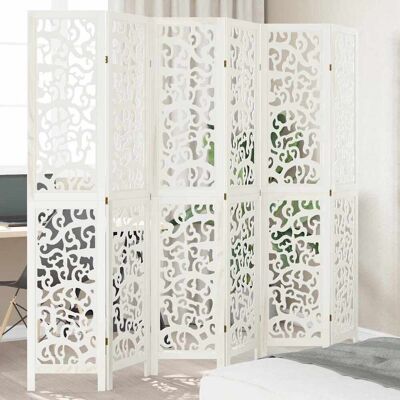 Biombo de madera maciza blanca de 6 paneles vidaXL - Muebles Biombo de madera maciza blanca de 6 paneles vidaXL - Muebles