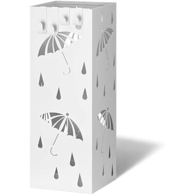 Vounot® Paragüero Metálico Soporte De Paraguas Portaparaguas Con Bandeja De Goteo Extraíble Y Ganchos Recipiente Para Paraguas Patrón Paragua 15.5x15.5x43.5cm Blanco Vounot® Paragüero Metálico Soporte De Paraguas Portaparaguas Con Bandeja De Goteo Extraíble Y Ganchos Recipiente Para Paraguas Patrón Paragua 15.5x15.5x43.5cm Blanco