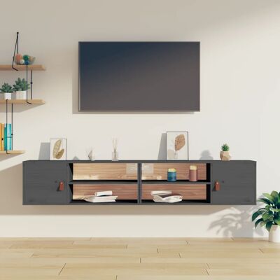 vidaXL 1/2x Armario de pared de madera de pino - Almacenamiento rústico vidaXL 1/2x Armario de pared de madera de pino - Almacenamiento rústico