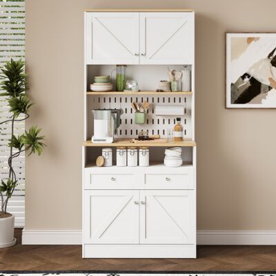 BEXTSRACK Elegante Aparador Blanco Para Comedor Con 2 Cajones Y 4 Puertas – Mueble Sofisticado Para Cocina, Comedor Y Salón, Asas Plateadas, Gran Espacio BEXTSRACK Elegante Aparador Blanco Para Comedor Con 2 Cajones Y 4 Puertas – Mueble Sofisticado Para Cocina, Comedor Y Salón, Asas Plateadas, Gran Espacio