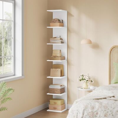 Woltu Librería De Pared, Blanco, 7 Niveles O 2 Estantes Independientes De 4 Niveles Woltu Librería De Pared, Blanco, 7 Niveles O 2 Estantes Independientes De 4 Niveles