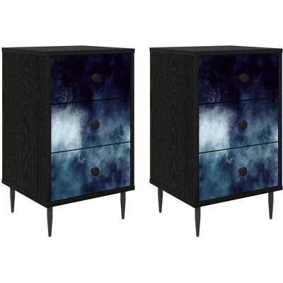 Mesa De Noche Raalte 2 Uds. Roble Negro 36 X 33 X 61 Cm Vidaxl Mesa De Noche Raalte 2 Uds. Roble Negro 36 X 33 X 61 Cm Vidaxl