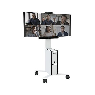 Carro de TV móvil Durable - Altura ajustable 19-43 pulgadas, 3 compartimentos, blanco Carro de TV móvil Durable - Altura ajustable 19-43 pulgadas, 3 compartimentos, blanco