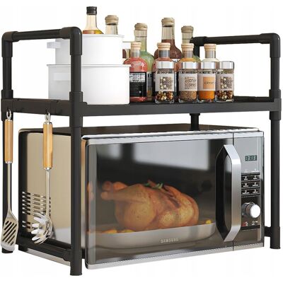 OEM Estanter脥a De Cocina Para Microondas, Organizador, Armario Negro, 2 Niveles, Estante De 48 Cm OEM Estanter脥a De Cocina Para Microondas, Organizador, Armario Negro, 2 Niveles, Estante De 48 Cm