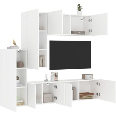 Conjunto de 5 Muebles de Pared VIDAXL Blanco - Estantería de Pared Conjunto de 5 Muebles de Pared VIDAXL Blanco - Estantería de Pared