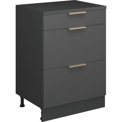 Cómoda De Ampliación Rion, Antracita-oro/antracita, 60 X 46 Cm Sin Inclinación Con 3 Cajones, Vicco Cómoda De Ampliación Rion, Antracita-oro/antracita, 60 X 46 Cm Sin Inclinación Con 3 Cajones, Vicco