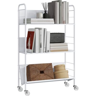 JHY DESIGN Estantería Rodante De 3 Niveles/mueble De Almacenamiento, Estante Para Juguetes Para Dormitorio, 69 X 26 X 108 Cm, Blanco JHY DESIGN Estantería Rodante De 3 Niveles/mueble De Almacenamiento, Estante Para Juguetes Para Dormitorio, 69 X 26 X 108 Cm, Blanco
