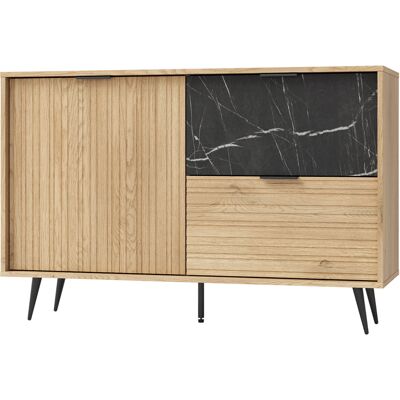 PETITS-MEUBLES Bufé 1 Puerta 2 Cajones Luka Madera Y Negro PETITS-MEUBLES Bufé 1 Puerta 2 Cajones Luka Madera Y Negro