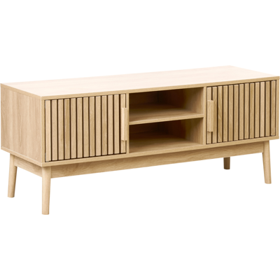 BELIANI Mueble De Tv 2 Puertas Con Estantes De Almacenaje Organización De Cables Madera Clara Lynwood BELIANI Mueble De Tv 2 Puertas Con Estantes De Almacenaje Organización De Cables Madera Clara Lynwood