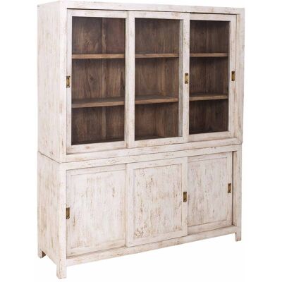 WANDERLUST DECO Vitrina De Madera Artesanal Blanca 160x45x190h Cm WANDERLUST DECO Vitrina De Madera Artesanal Blanca 160x45x190h Cm