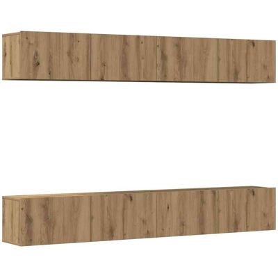 vidaXL Gabinetes de TV de Pared 4 pcs Roble Artesano - Mueble de TV vidaXL Gabinetes de TV de Pared 4 pcs Roble Artesano - Mueble de TV