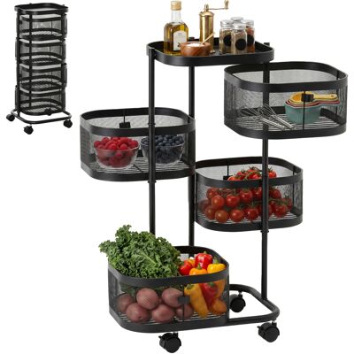 OEM Carrito Auxiliar Con Ruedas De 5 Niveles Con 4 Cestas De Almacenamiento Giratorias 270° Y Bandeja 33x33x77 Cm Negro OEM Carrito Auxiliar Con Ruedas De 5 Niveles Con 4 Cestas De Almacenamiento Giratorias 270° Y Bandeja 33x33x77 Cm Negro