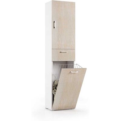 Kiamami Valentina - Columna Polivalente De Roble Con Cesta Para La Ropa Sucia Que Ahorra Espacio Kiamami Valentina - Columna Polivalente De Roble Con Cesta Para La Ropa Sucia Que Ahorra Espacio