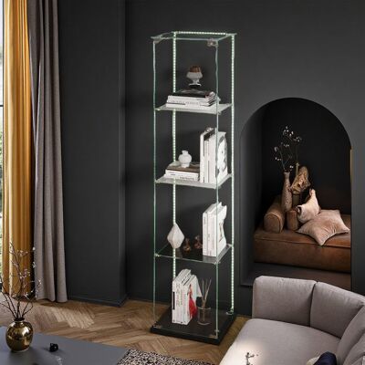 OEM Vitrina De Vidrio - Led - 4 Estantes - Armario De Presentación Para Salón - Para Colección - Escandinavo - 163 X 39 X 35cm - Negro OEM Vitrina De Vidrio - Led - 4 Estantes - Armario De Presentación Para Salón - Para Colección - Escandinavo - 163 X 39 X 35cm - Negro