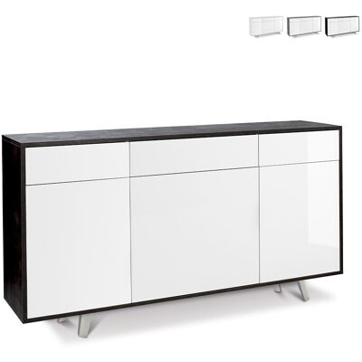 SARMOG Aparador Con Tres Puertas Y Tres Cajones Negro Óxido Blanco 164x41x H92 Cm SARMOG Aparador Con Tres Puertas Y Tres Cajones Negro Óxido Blanco 164x41x H92 Cm