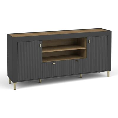 Arredamento1 - Cómoda Mormavu 110, Negro Mate, Con Cajones Y Puertas, Número De Cajones: 0, 84x177x40cm Arredamento1 - Cómoda Mormavu 110, Negro Mate, Con Cajones Y Puertas, Número De Cajones: 0, 84x177x40cm