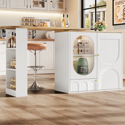 Isla De Cocina Extensible Floragrace 138x39x105 Cm De Mdf Y Metal Blanco Con Almacenaje Isla De Cocina Extensible Floragrace 138x39x105 Cm De Mdf Y Metal Blanco Con Almacenaje