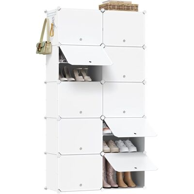Zapatero Modular De 10 Compartimentos, Zapatero Móvil Para 40 Pares, Ahorra Espacio, Blanco - Woltu Zapatero Modular De 10 Compartimentos, Zapatero Móvil Para 40 Pares, Ahorra Espacio, Blanco - Woltu