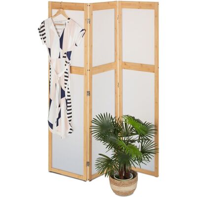 Relaxdays - Biombo 3 Paneles Plástico Y Bambú, Divisor Espacios Plegable, 168x135,5 Cm, Tabique Interior, Natural Y Blanco Relaxdays - Biombo 3 Paneles Plástico Y Bambú, Divisor Espacios Plegable, 168x135,5 Cm, Tabique Interior, Natural Y Blanco
