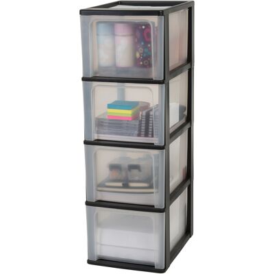 Unidad De Almacenamiento De Plástico Con 4 Cajones Profundos, Negro, Formato A4, A5 Y A6, Multiusos, Para Oficina, Escuela, Papelería, Armario Y Hogar, Torre, Organizador, Och-2400 - Iris Ohyama Unidad De Almacenamiento De Plástico Con 4 Cajones Profundos, Negro, Formato A4, A5 Y A6, Multiusos, Para Oficina, Escuela, Papelería, Armario Y Hogar, Torre, Organizador, Och-2400 - Iris Ohyama