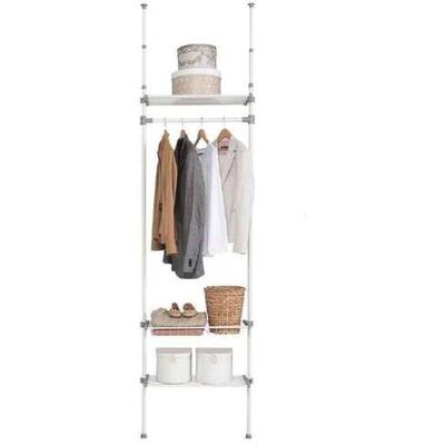 KITCLOSET Vestidor Para Dormitorio 2 Baldas Y Cesta Acabado Blanco 240/280 Cm(alto)68 Cm(ancho)25 Cm(fondo) Color Blanco KITCLOSET Vestidor Para Dormitorio 2 Baldas Y Cesta Acabado Blanco 240/280 Cm(alto)68 Cm(ancho)25 Cm(fondo) Color Blanco