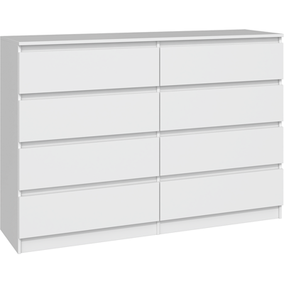 HUCOCO Milano - Cómoda moderna - Blanco - 8 cajones HUCOCO Milano - Cómoda moderna - Blanco - 8 cajones