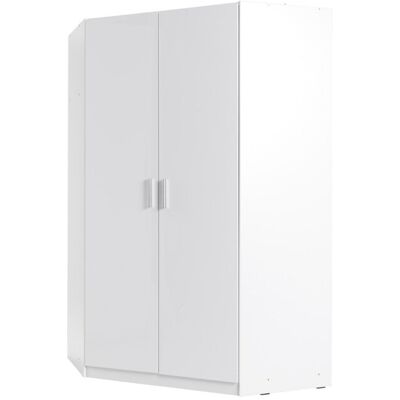 Meublorama - Armario De Esquina De Dos Puertas Colección Flex, Blanco Brillante Meublorama - Armario De Esquina De Dos Puertas Colección Flex, Blanco Brillante