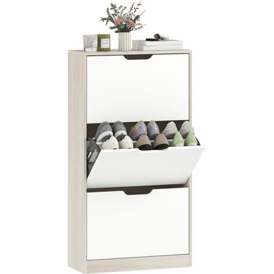 OEM Zapatero Estrecho 3 Puertas Abatibles Zapatero Entrada Recibidor Para 18 Pares Zapatos 62,5x26x117,5 Cm Roble Y Blanco OEM Zapatero Estrecho 3 Puertas Abatibles Zapatero Entrada Recibidor Para 18 Pares Zapatos 62,5x26x117,5 Cm Roble Y Blanco
