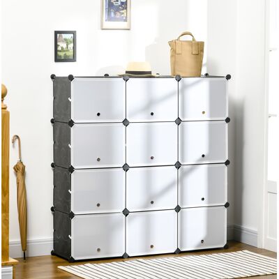 Mueble Zapatero Modular Con 12 Cubos Y Puertas Negro Okmyhome Mueble Zapatero Modular Con 12 Cubos Y Puertas Negro Okmyhome