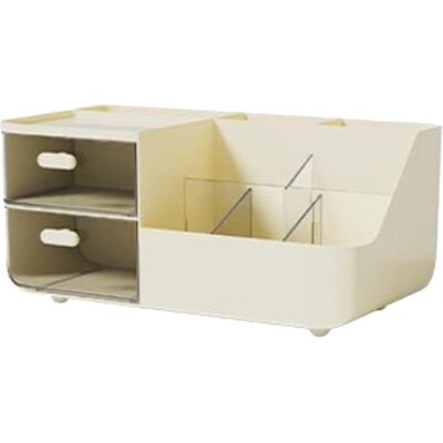 ORTVIAI Organizador De Maquillaje Con 2 Cajones Transparentes, Caja De Almacenamiento Compacta Y Antipolvo De Pp/ps Para Escritorio Y Baño ORTVIAI Organizador De Maquillaje Con 2 Cajones Transparentes, Caja De Almacenamiento Compacta Y Antipolvo De Pp/ps Para Escritorio Y Baño