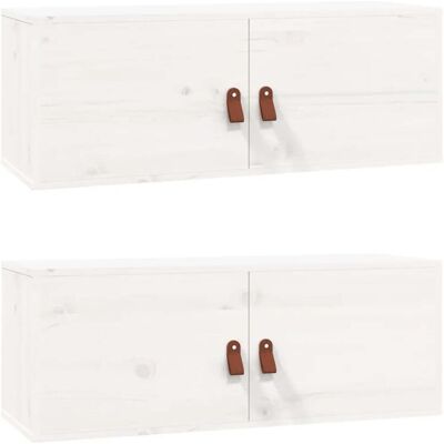 HELLOSHOP26 Conjunto De 2 Armarios De Pared Funcionales De Diseño Rústico 80 X 30 X 30 Cm En Madera De Pino Blanco 020048382 HELLOSHOP26 Conjunto De 2 Armarios De Pared Funcionales De Diseño Rústico 80 X 30 X 30 Cm En Madera De Pino Blanco 020048382