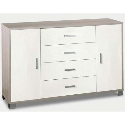 SARMOG Aparador Moderno Para Salón Con 2 Puertas Y 4 Cajones Quadrante - Olmo - Blanco SARMOG Aparador Moderno Para Salón Con 2 Puertas Y 4 Cajones Quadrante - Olmo - Blanco