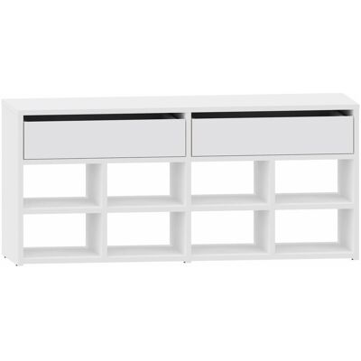 OEM Zapatero Blanco Zappa Con 2 Amplios Cajones Y Estantes Abiertos. OEM Zapatero Blanco Zappa Con 2 Amplios Cajones Y Estantes Abiertos.