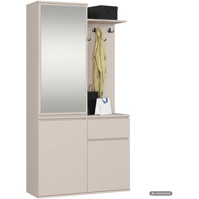 AKORD Mueble De Recibidor Entro Cachemira 95 Cm Con Espejo Y Zapatero AKORD Mueble De Recibidor Entro Cachemira 95 Cm Con Espejo Y Zapatero