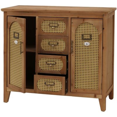 DÉCOSHOP26 Cómoda Aparador Y Mueble De Almacenaje Estilo Boticario Con Cajones Y Puertas Ratán Estilo Vintage 80 X 91 X 40 Cm Acabado Natural 040009115 DÉCOSHOP26 Cómoda Aparador Y Mueble De Almacenaje Estilo Boticario Con Cajones Y Puertas Ratán Estilo Vintage 80 X 91 X 40 Cm Acabado Natural 040009115