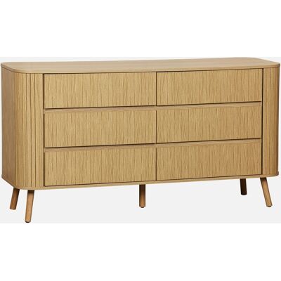 Sweeek - Cómoda Decoración Estriada, 6 Cajones, Legacy, Natural, 150x45x80 Cm Sweeek - Cómoda Decoración Estriada, 6 Cajones, Legacy, Natural, 150x45x80 Cm