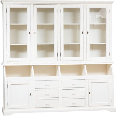 BISCOTTINI Biblioteca De Estilo Country De Madera Maciza De Tilo Acabado Con Efecto Blanco Envejecido 230x50x226 Cm BISCOTTINI Biblioteca De Estilo Country De Madera Maciza De Tilo Acabado Con Efecto Blanco Envejecido 230x50x226 Cm