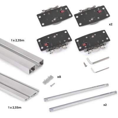 Sistema Flow 2 De Superficie En Formato Kit Para Un Armario De 2 Puertas Correderas De Madera Apoyadas Con Cierre Suave - Emuca Sistema Flow 2 De Superficie En Formato Kit Para Un Armario De 2 Puertas Correderas De Madera Apoyadas Con Cierre Suave - Emuca