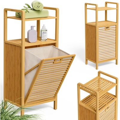 Mueble De Baño 2en1 De Bambú 36l Estantería Con Cesta Para La Ropa Sucia Integrada 95x40x30cm 1x - Casaria Mueble De Baño 2en1 De Bambú 36l Estantería Con Cesta Para La Ropa Sucia Integrada 95x40x30cm 1x - Casaria