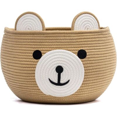 OEM Cesta De Almacenamiento Infantil Con Forma De Oso, De Cuerda De Algodón, Redonda, Con Asas Ocultas. OEM Cesta De Almacenamiento Infantil Con Forma De Oso, De Cuerda De Algodón, Redonda, Con Asas Ocultas.