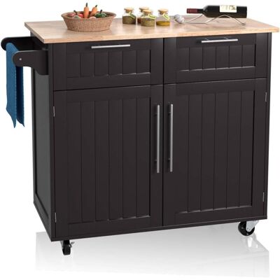 Costway Isla De Cocina, Carro De Cocina Giratorio Con Cajones De Almacenamiento Y Grandes Armarios, Carro De Servir, 4 Ruedas Universales Y Toallero, 94 X 45 X 94,5cm (café) Costway Isla De Cocina, Carro De Cocina Giratorio Con Cajones De Almacenamiento Y Grandes Armarios, Carro De Servir, 4 Ruedas Universales Y Toallero, 94 X 45 X 94,5cm (café)