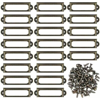 DPZO Paquete De 50 Portatarjetas Metálicos Con Tornillos Incluidos Para Muebles, Cajones, Armarios, Tarjetas, Placas De Identificación Para Oficina, Biblioteca, Estanterías - Bronce (s-59 X 17 Mm) DPZO Paquete De 50 Portatarjetas Metálicos Con Tornillos Incluidos Para Muebles, Cajones, Armarios, Tarjetas, Placas De Identificación Para Oficina, Biblioteca, Estanterías - Bronce (s-59 X 17 Mm)