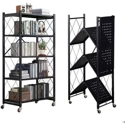 OEM Seven Comfort Estantería De Almacenamiento Plegable De 5 Niveles En Metal Con Ruedas - 100 Kg - Para Cocina, Baño, Salón OEM Seven Comfort Estantería De Almacenamiento Plegable De 5 Niveles En Metal Con Ruedas - 100 Kg - Para Cocina, Baño, Salón