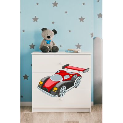 Les Tendances - Cómoda 3 Cajones Kocot Kids Babydream Coche De Carrera - Blanco Les Tendances - Cómoda 3 Cajones Kocot Kids Babydream Coche De Carrera - Blanco