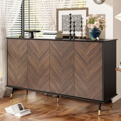 JHY DESIGN Aparador Moderno Con Estampado De Espiga – Mueble De Almacenamiento Con 4 Puertas Y Estantes Regulables En Altura – Fabricado En Mdf Con Patas Metálicas – Ideal Para El Salón, Recibidor O Comedor JHY DESIGN Aparador Moderno Con Estampado De Espiga – Mueble De Almacenamiento Con 4 Puertas Y Estantes Regulables En Altura – Fabricado En Mdf Con Patas Metálicas – Ideal Para El Salón, Recibidor O Comedor