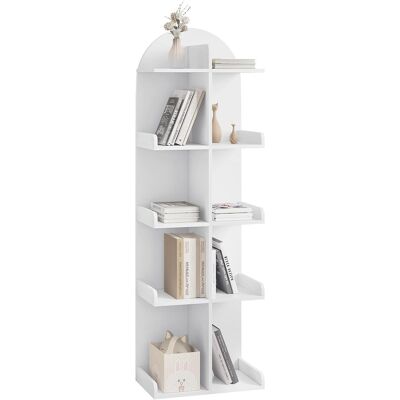 Woltu - Librería De Árbol De Madera. Estante Con 10 Estantes En 5 Niveles. Almacenamiento Independiente Para Sala De Estar. Estudio Y Oficina. Blanco Woltu - Librería De Árbol De Madera. Estante Con 10 Estantes En 5 Niveles. Almacenamiento Independiente Para Sala De Estar. Estudio Y Oficina. Blanco