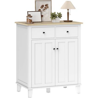 LIIYIELA Aparador/mueble De Almacenamiento Para Cocina, Dormitorio, Salón U Oficina Con 2 Puertas Y 2 Cajones, 76 X 48 X 91 Cm, Blanco LIIYIELA Aparador/mueble De Almacenamiento Para Cocina, Dormitorio, Salón U Oficina Con 2 Puertas Y 2 Cajones, 76 X 48 X 91 Cm, Blanco